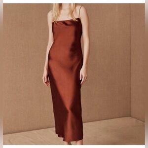 Sachin + Babi Rust Satin Midi Dress